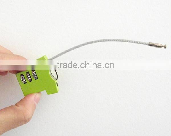 RANDOM Mix Colors Green T-shirt Shaped Three Coded Lock Blank Metal Zinc Alloy Steel Wire Combination 3 Digitals Padlock