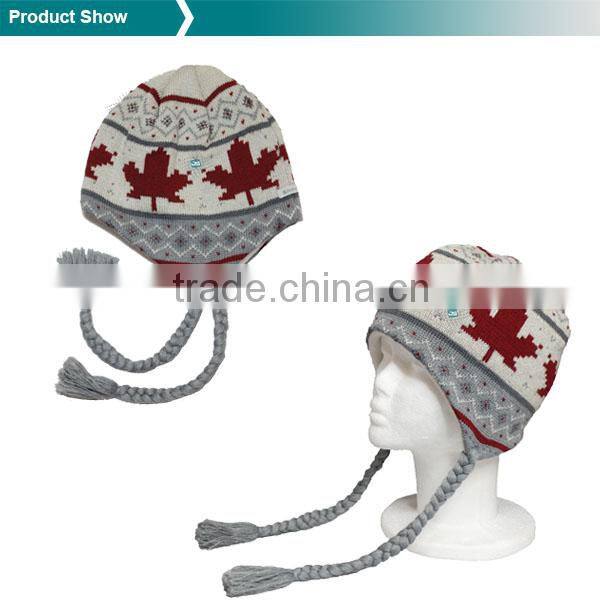 100% Acrylic Jacquard Canada Custom Earflap Cap