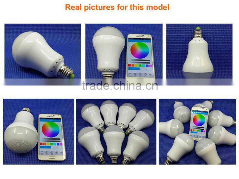 High quality bluetooth E27 remote contrl colorful bulb LED light music speaker