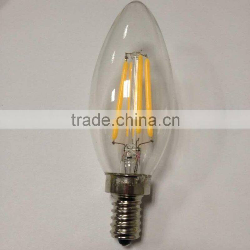 2015 ETL CE LED FILAMENT CANDLE LIGHT E14 E12 4W 2W LED FILAMENT LAMP VINTAGE FULL GLASS COVER