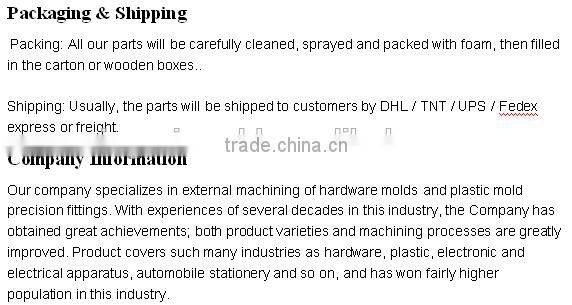 Customized high precision cnc machining parts for machinery