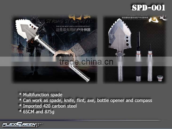 Foldable outdoor carbon steel multifunction military spade