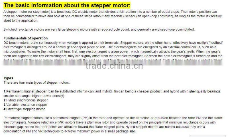 High Power 57mm Hybrid Stepper Motor/1.8 Degree Stepping Motor 57STH56-2804A