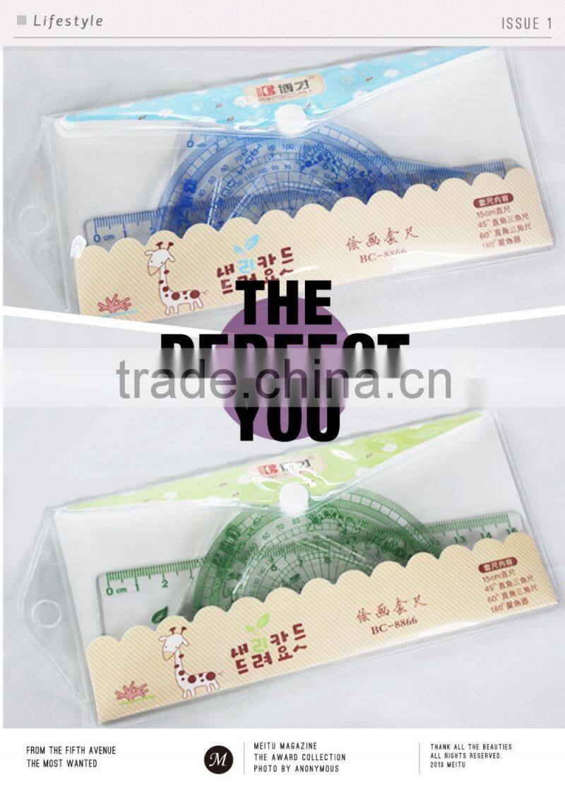 Great Cute Fresh Student's Plastic Transparent Ruler Set Hot Sell!