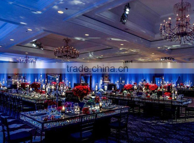 glass top banquet table crystal chandelier pendant wedding table