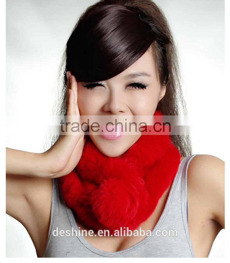 New product wholesale winter rabbit fur ball scarf W209