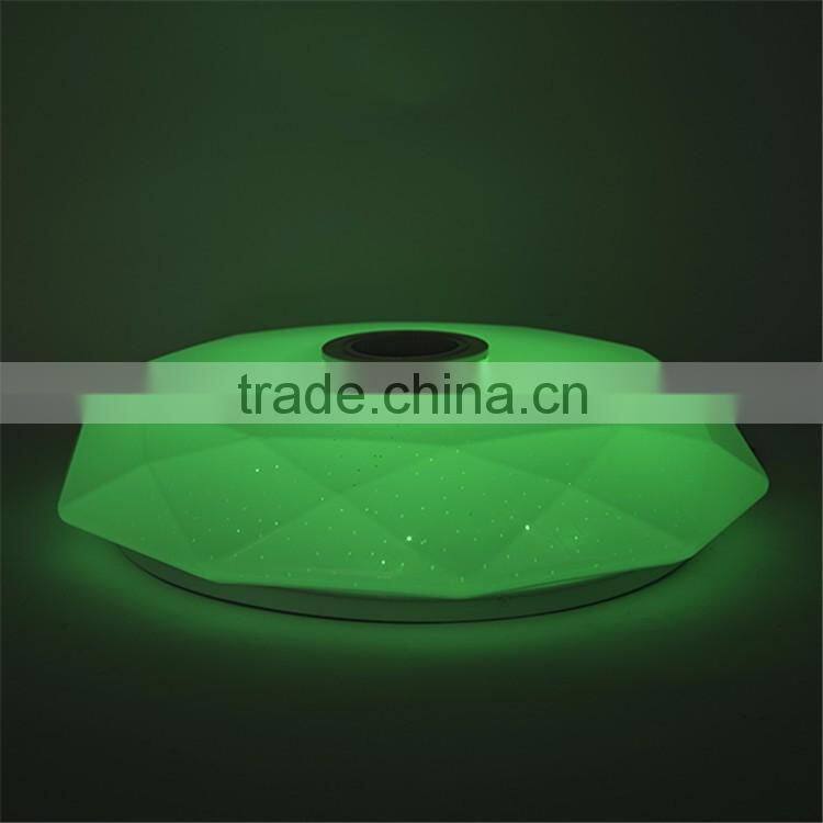 24W Modern Surface Mounted Dimmable RGB Lamp Fixture Round Color Changing LED Ceiling Light With Sleep Timer Bluetooth Speaker