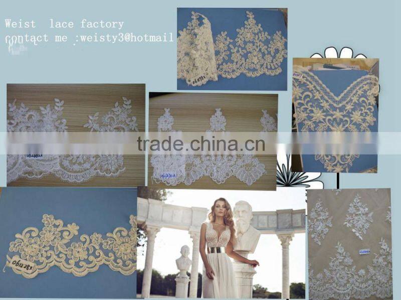 hot cheap embroidered soft tulle/tulle african fabric lace fushia pink/beaded lace applique motif/