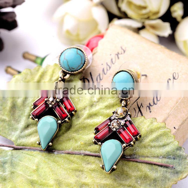 Natural Kallaite turquoise dangle earrings, designer earrings for cute girls
