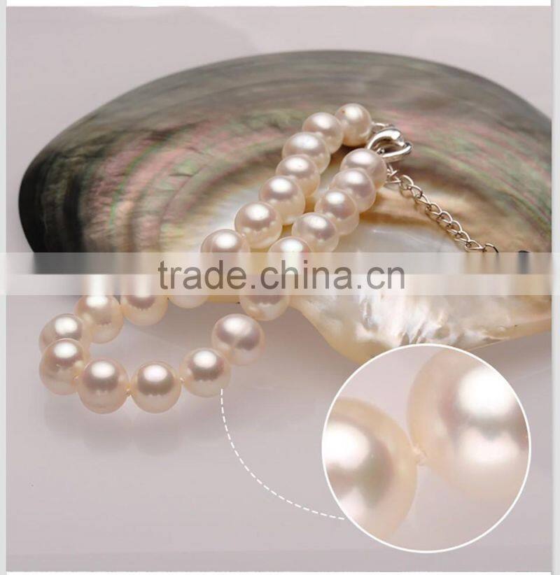 white color fresh water pearl bracelet fashion jewelry 8-9mm near round with love shape clasp