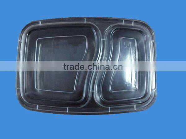 Popular Take away Disposable Plastic Lunch Food Container with 2-compartment