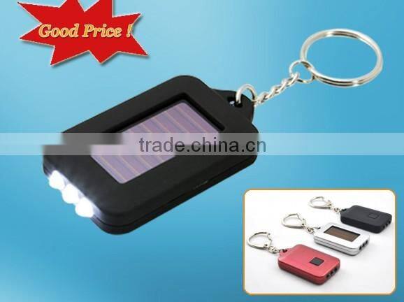 Best Solar Power 3 LED ABS Plastic Key Chain Torch Light For Gift Promotional