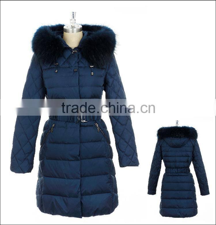 european style lady fashion real fur winter down feather jacket LK15026