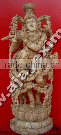 Teak Wood Kirshna Statue