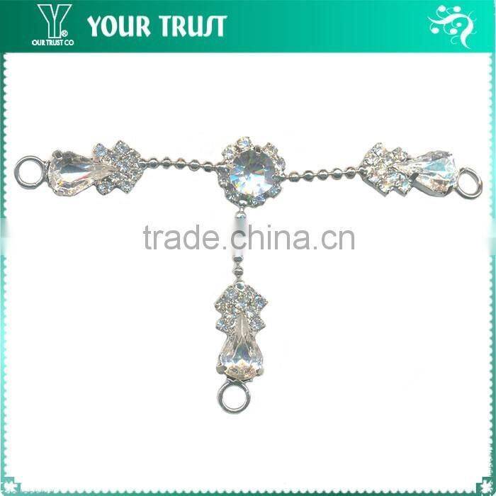 3MM Rhinestone Triangle Chain Connector Rhodium Metal Belt Buckle