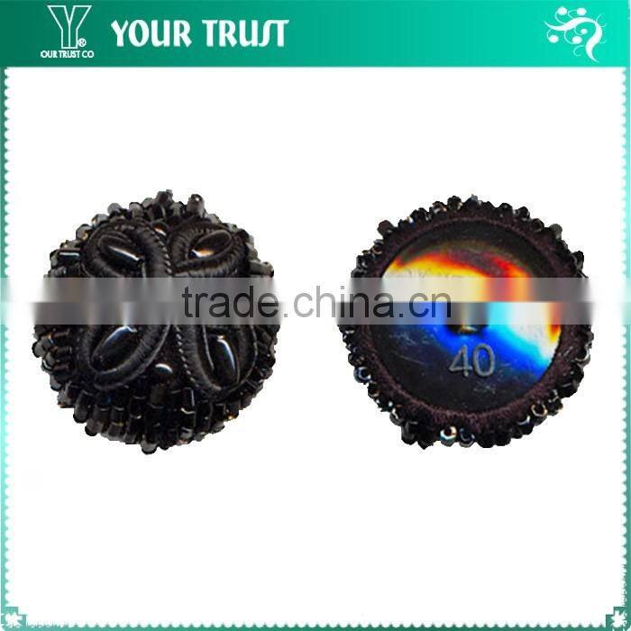 Blue Indigo Glass Bead Brown Bead Covered Technics Shank Shirt Cover Button