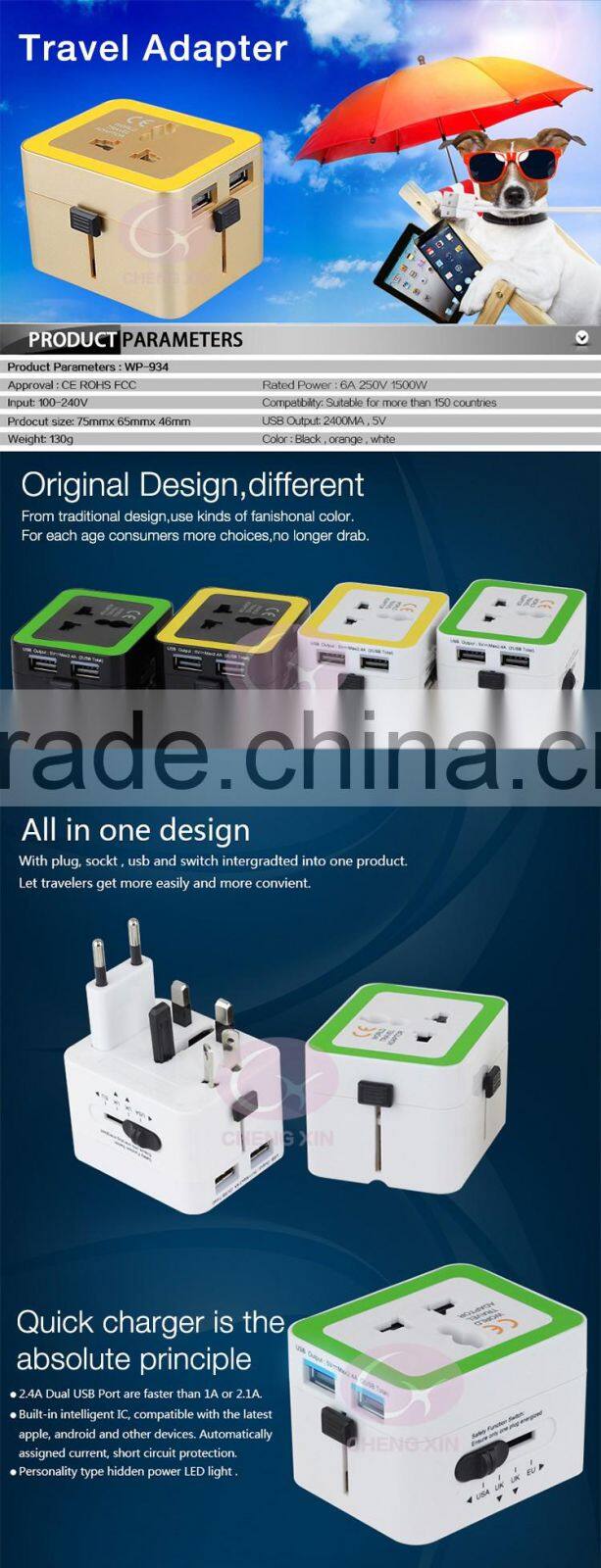 Top quality Universal ac adapter,EU,AU,USA,UK plug