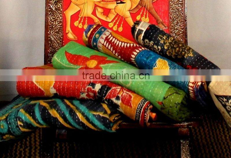 indian kantha throw twin bedding indian saree quilt vintage cotton saree kantha throws