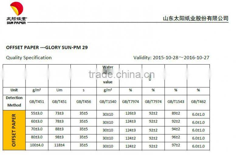 Cheap Price Woodfree Offset Paper Sheet Sizes for Book Printing