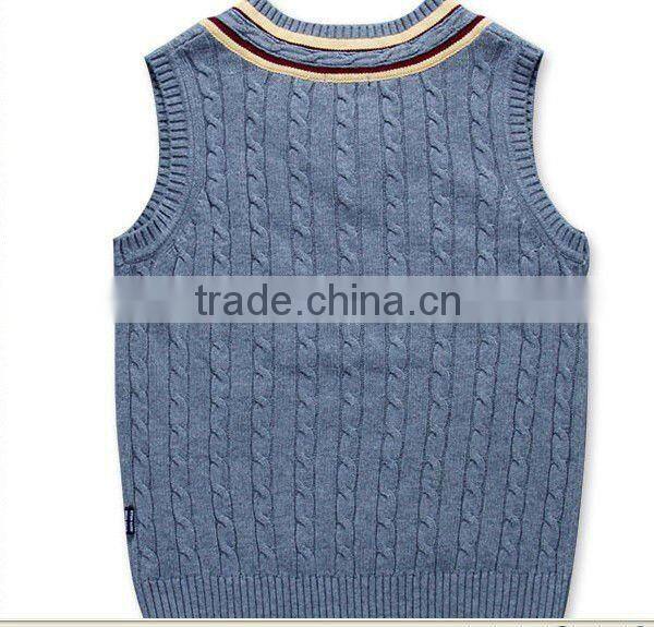 v neck children's thick cotton school uniform vest/sleeveless sweater