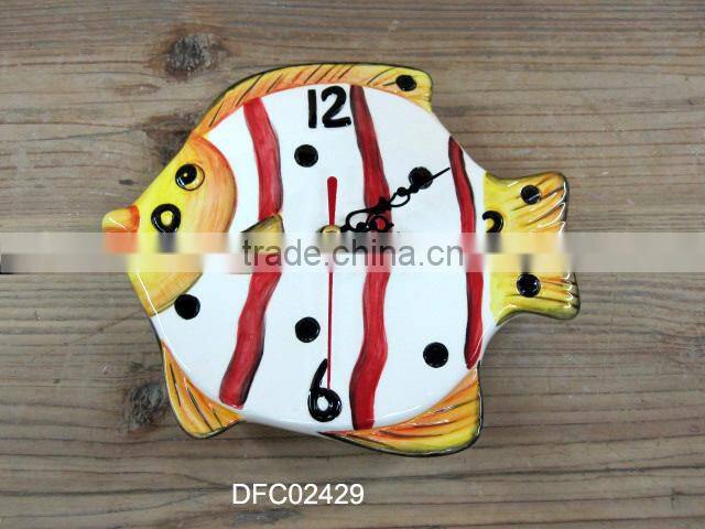 Cute ceramic emboss clock decorative hang wall clock