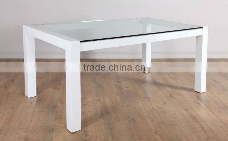 DT-2006 Modern Glass Top Wooden Frame Dining Table
