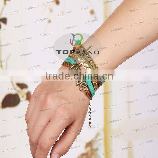 new design fashion leather braided bracelet