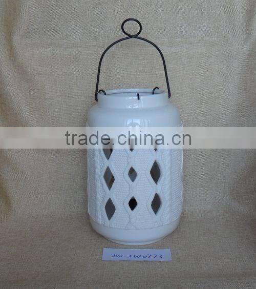 Hot sale innovative outdoor handing ceramic candle holders wholesale