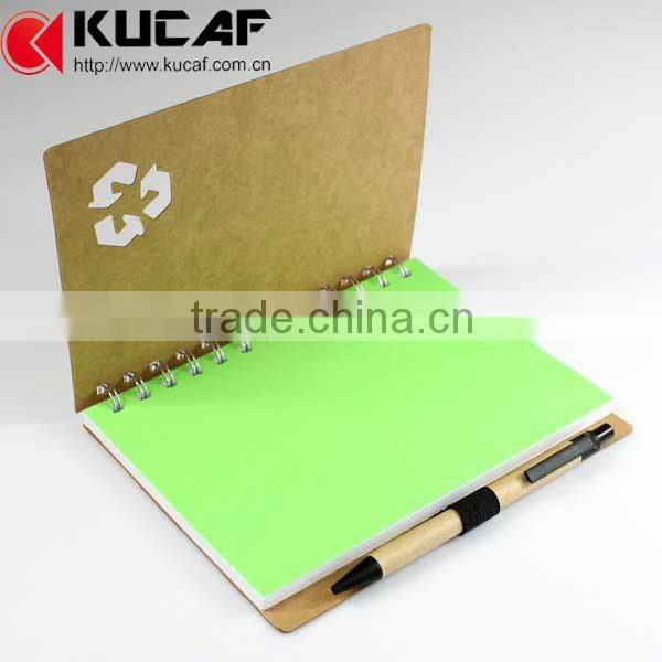spiral bound kraft paper notebook with pen