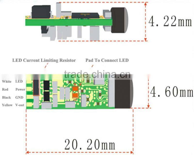 waterproof 720*625 pixels D5.5mm medical av camera module JST GH 4pin connector