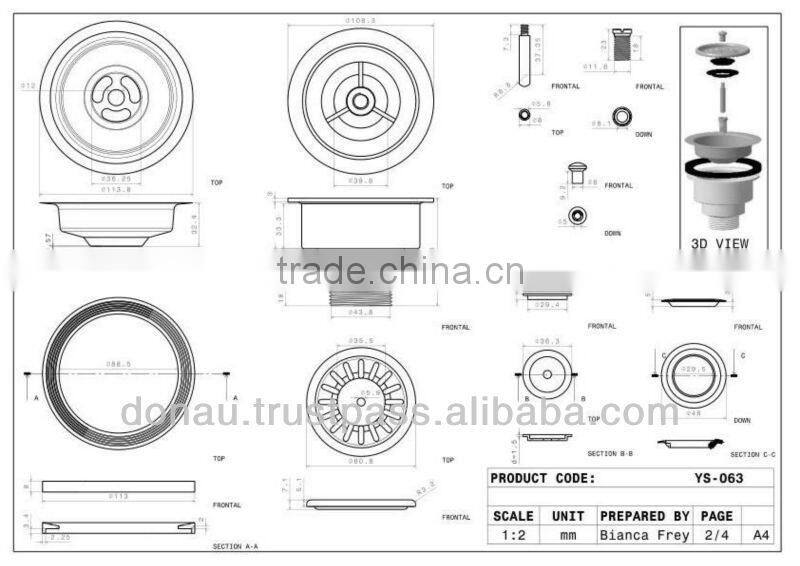 Big Head Sink Trap Space Saving Model 40-50mm (YP063)