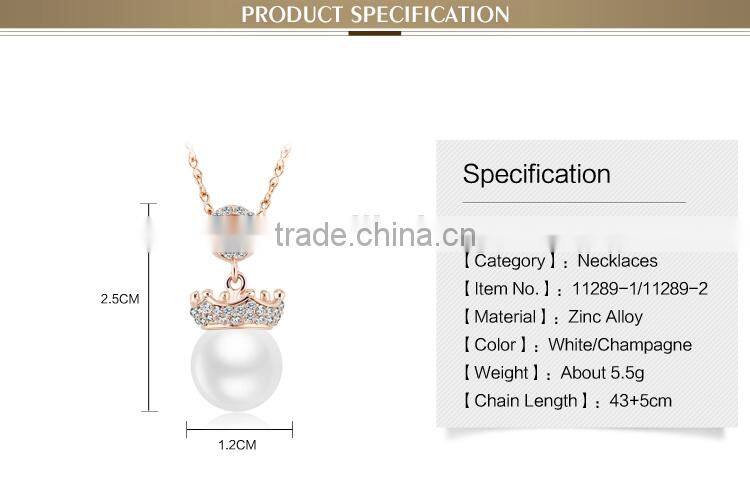 OUXI fashion gold cc pearl necklace made with AAAA zircon 11289-1