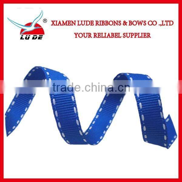 Stitched Ribbon Multicolor Printed White Edge Stitched Grosgrain Ribbon