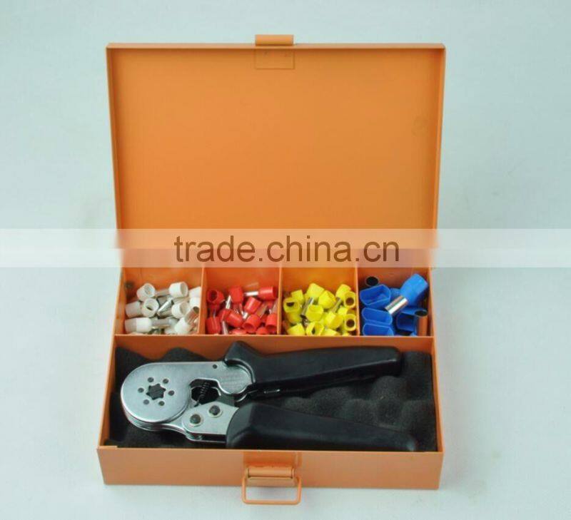 LSD good quilty LSC8-6-6TH ferrule crimper set with cable-end ferrules crimping tool and several terminals combinedin iron box