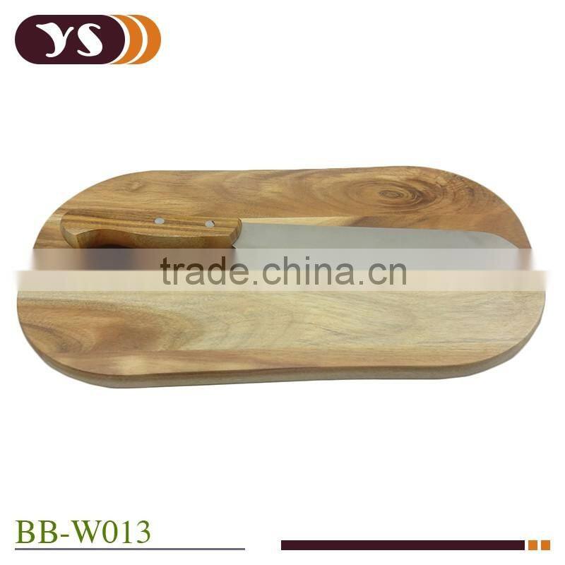hot sale round shape bread board and 8'' knife set
