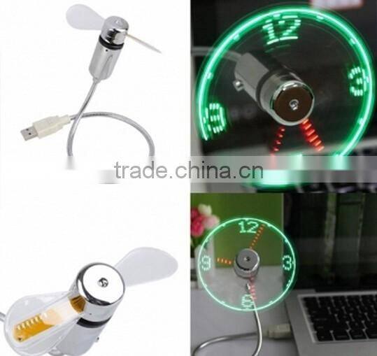 USB LED Clock Fan / Fan Clock with LED Light / led message usb fan