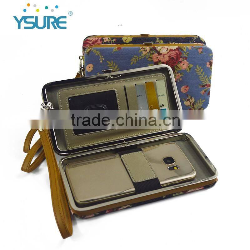 Flower Pattern PU Leather Universal Box Phone Case For Samsung Galaxy Note 7 with Make-up mirror