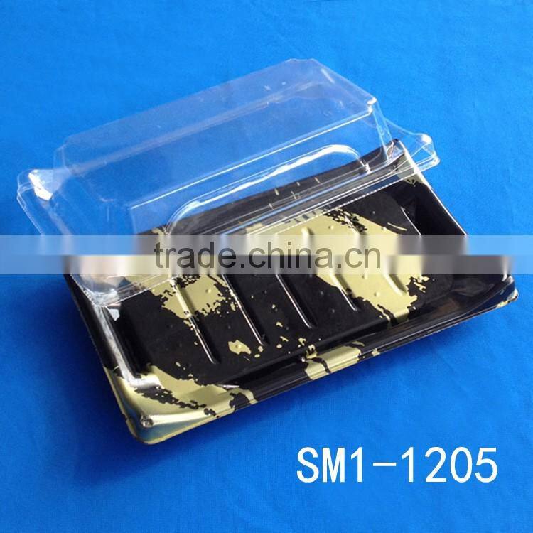SM1-1205E Hot sale Golden Brush plastic sushi packing box with lid