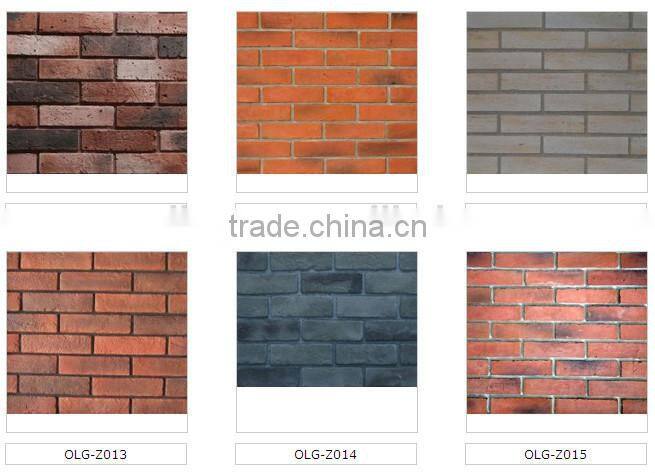 Thin artificial facades bricks