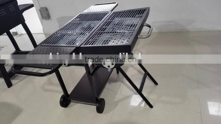 Twin cooker, double cooking area charcoal BBQ grill KY1813D