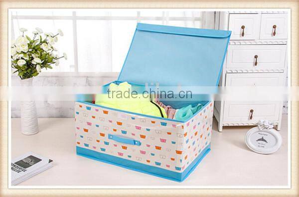 Factory price PE coating non-woven storage box with handle