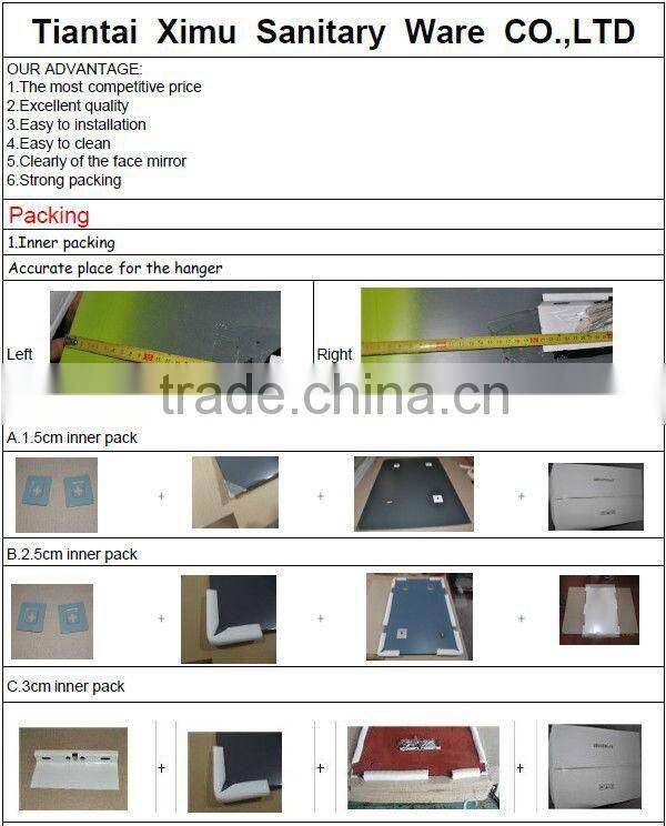 2016 4mm+4mm fashional frameless double layer wall mounted mirror/silver mirror/shelf light promotion mirror