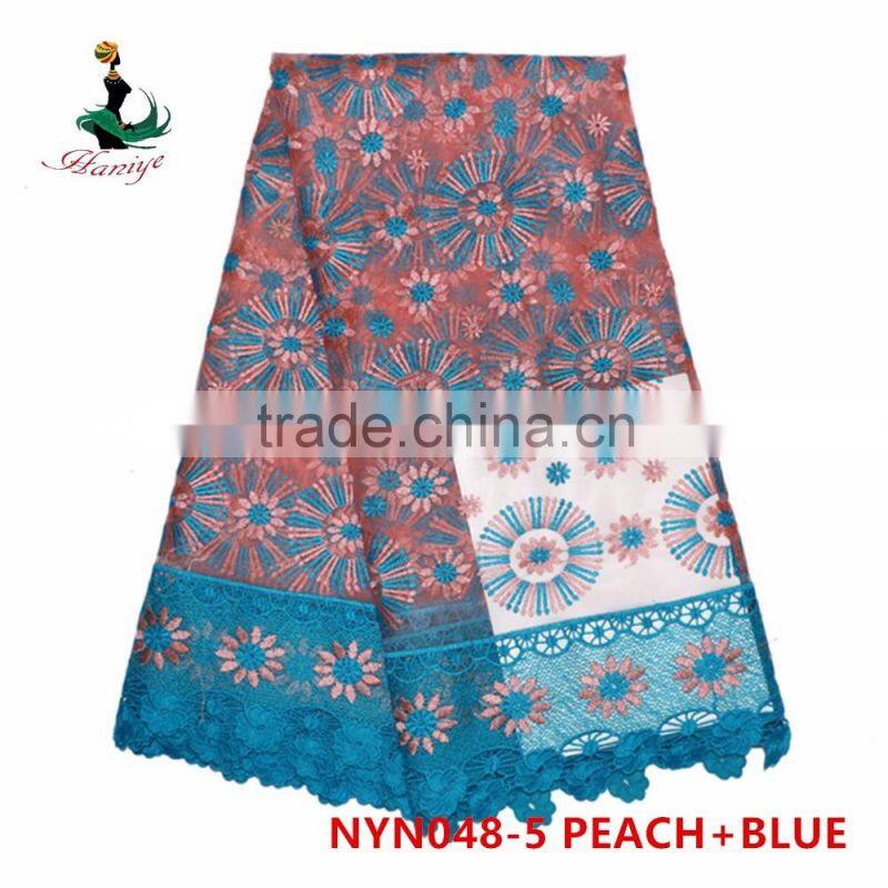 2016 Haniye african Latest embroidery french lace fabric nigeria French net lace fabric for dresses/NYN48