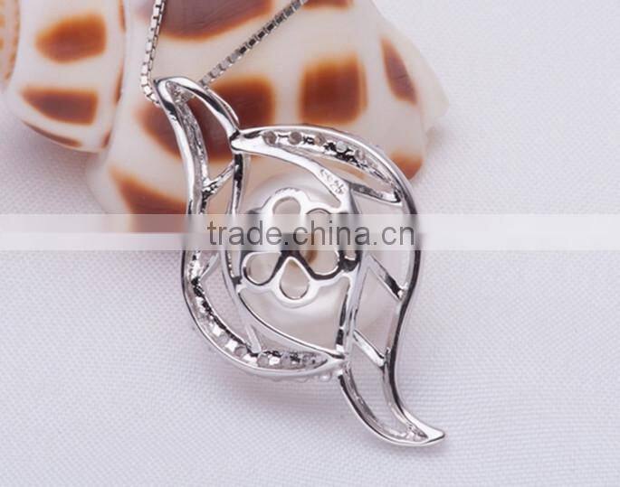 AAA grade White 925 sterling silver freshwater pearl pendant necklace