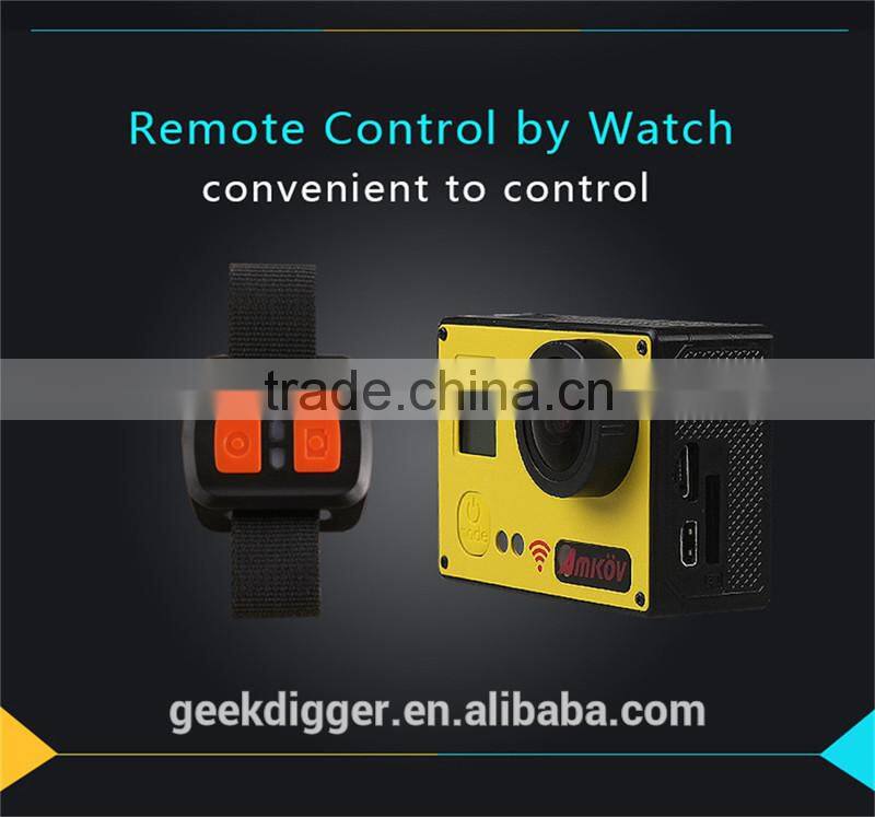 Yellow AMK7000S 4K 2.0" LCD 170 Degree Wide Angle Waterproof Wifi Action Camera with Remote Control Watch