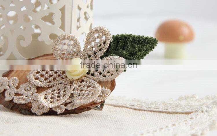 MYLOVE forest style hair clip girls wood lace flower barrette hair accessory