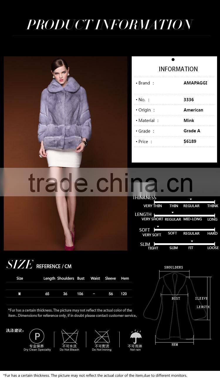 Fashion luxury light purple real women mink fur coat for sale