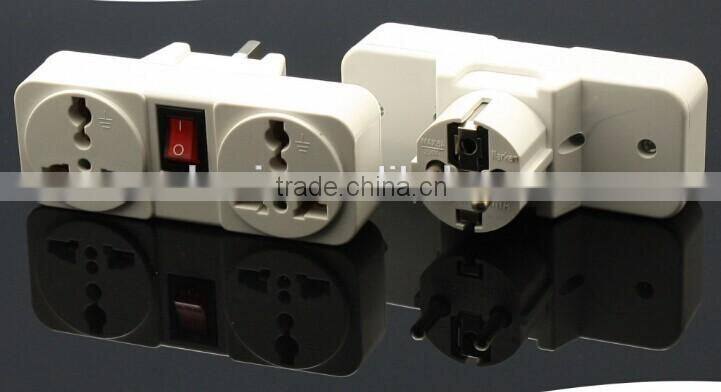 Plug with socket schuko plug travel adapter with switch