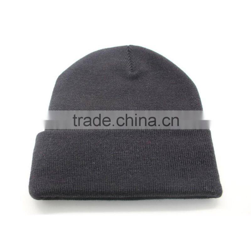 Custom knitted beanie hat with applique embroidery