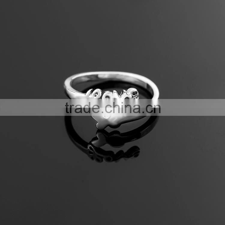 Love letter silver plated finger rings jewelry fashion white gold color simple ring china jewellery wholesale